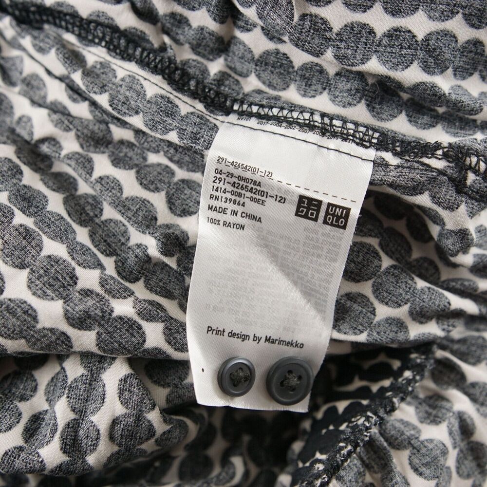 Uniqlo x Marimekko Black Dotted Long Sleeve Belted Jumpsuit Womens sz XS - Picture 6 of 6